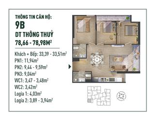 Chính chủ gửi bán căn góc 9b 80m2 hướng đông nam  đông bắc đẹp nhất the fibonan giá 5,x tỷ bao phí
