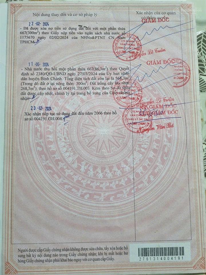 Bán đất thổ cư mặt tiền đường (15x38) đường bà tỵ, tân nhựt, bình chánh, 13,9 tỷ, 568,3 m2.