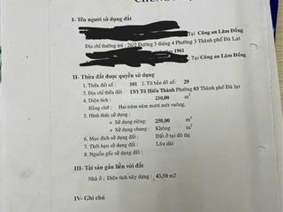 Bán đất đường tô hiến thành, phường 3, đà lạt, lâm đồng