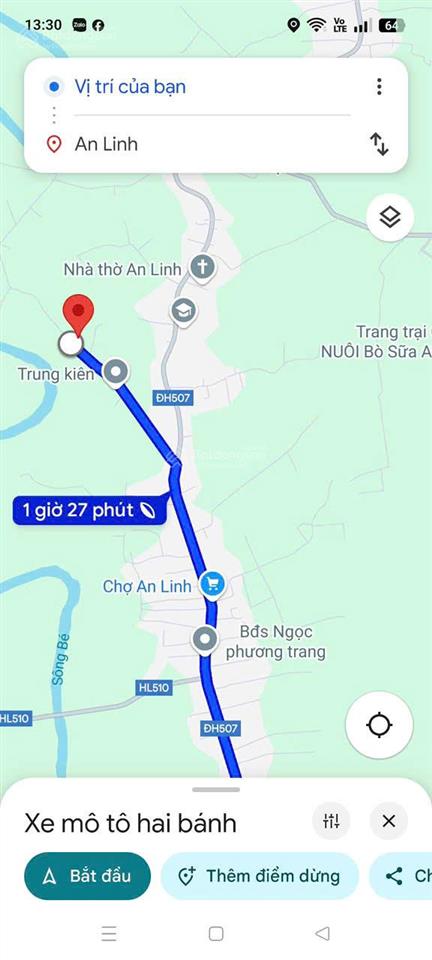 Đất an linh phú giáo, dt 255m2 có 100m2 tc, giá chỉ 490tr