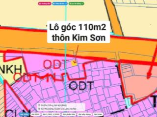 Lô góc 110m2 hai mặt tiền thôn kim sơn (gia lâm) thuận an