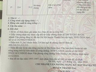 Bán đất tại thượng thanh, xã thanh cao, thanh oai, hà nội, giá ưu đãi 1,95 tỷ, 40,8 m2