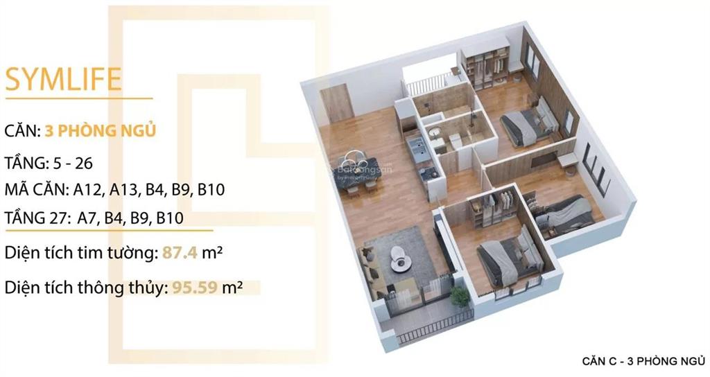 Bán căn hộ cc view đẹp 3pn, 2wc tại symlife thuận an, 2.468 tỷ, 92,1 m2