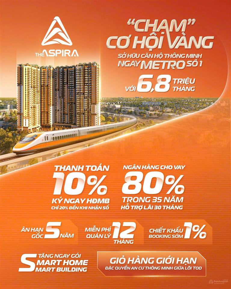 Miễn lãi đến khi nhận căn hộ the aspira ngay metro số 1, chỉ đóng 6,8tr/tháng ân hạn gốc 5 năm