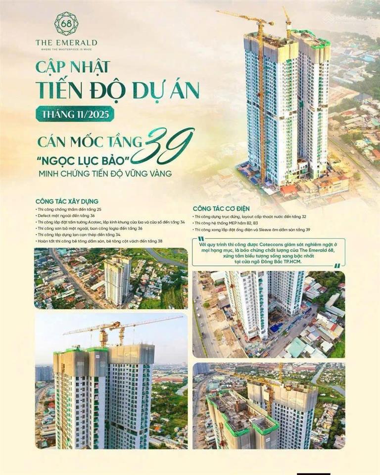 Chuyển nhượng giá tốt cho căn 3pn/87,5m2 the emerald 68 mặt tiền ql13 view landmark 81 sông sg