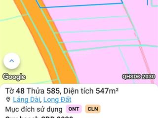 Láng dài  brvt , dt550m2 , 80m2 tc
