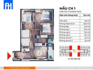 Bán gấp căn 3pn tòa the charm an hưng, căn góc 92m2 giá 6,7 tỷ bao sang tên