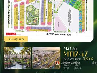 Shophouse 63m2 mt1747 giá cực chất 5tỷ194 tại phân khu mặt trời vgc  vin dương kinh, hải phòng