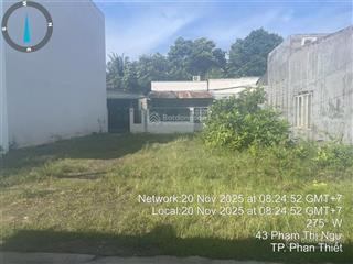 Bán đất full thổ cư 2 mặt tiền hẻm ô tô tại phong nẫm, phan thiết, bình thuận