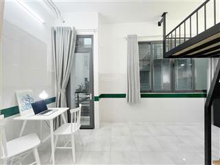 Phòng duplex full nội thất ban công cửa sổ trời bùi đình túy