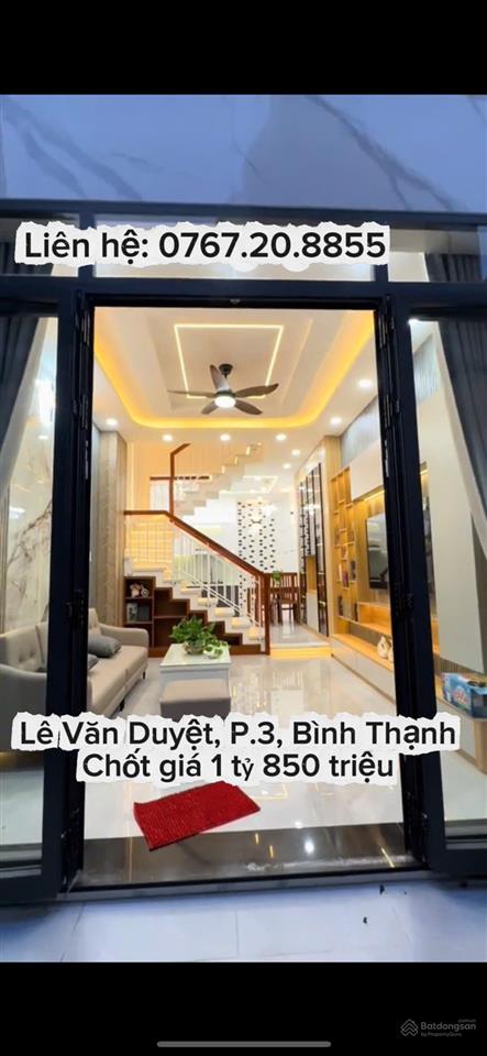 Bán nhà 43m² giá 1 tỷ850 sát mặt tiền lê văn duyệt, p3, bình thạnh gần cầu bông, giáp quận 1