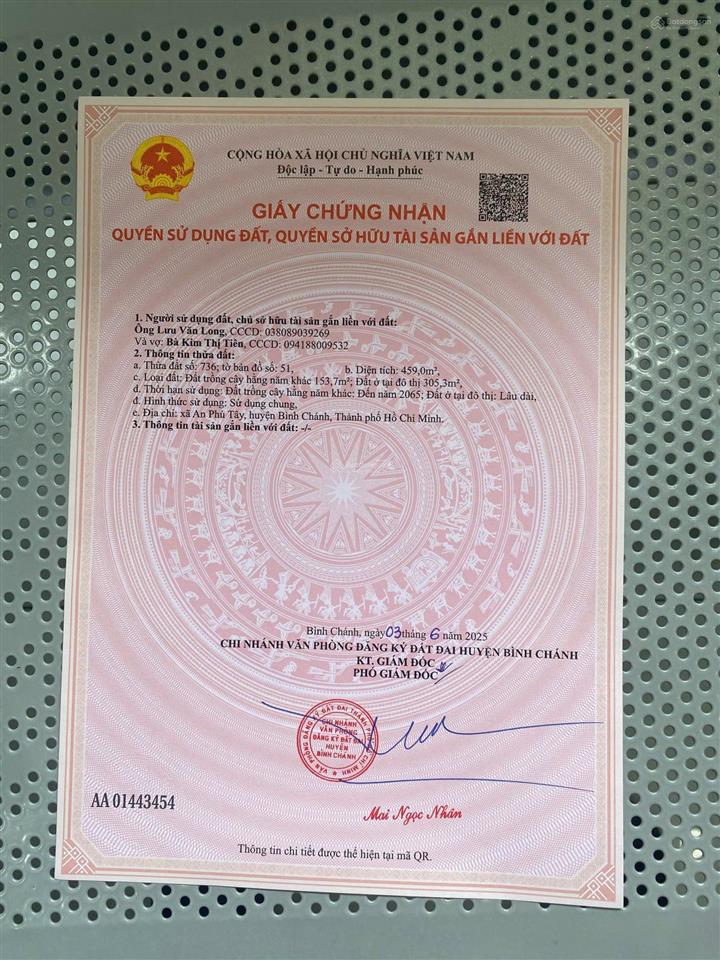 (giá rẻ nhất khu vực) chính chủ cần bán 3 lô đất mặt tiền đường năm nho, an phú tây, bình chánh