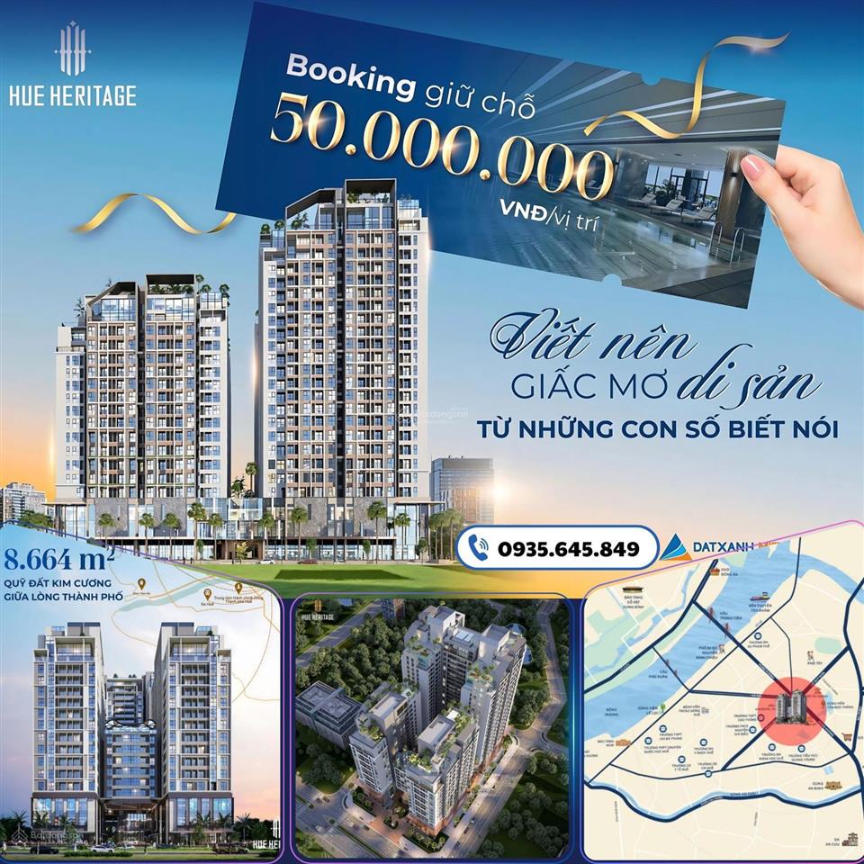 Huế heritage chính thức nhận booking giai đoạn i 50tr có ngay vị trí đẹp  dự kiến chỉ từ 60tr/m2