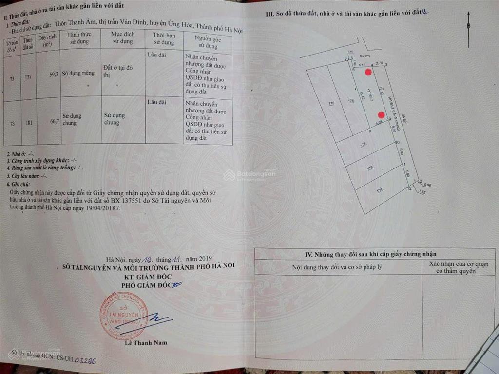 Bán đất tại thị trấn vân đình, ứng hòa, hà nội, giá cực chất 2,4 tỷ, 59,3 m2