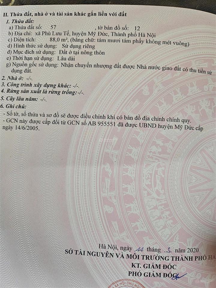 Bán đất 88m2 tại phù lưu tế, 4,7 tỷ, mặt tiền 5,5m, pháp lý đầy đủ