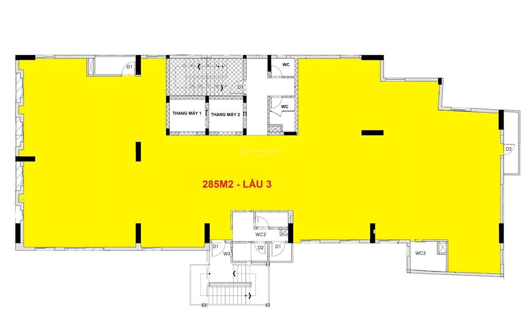 Duy nhất 285m2 giá 66 triệu/tháng  cao ốc adele
