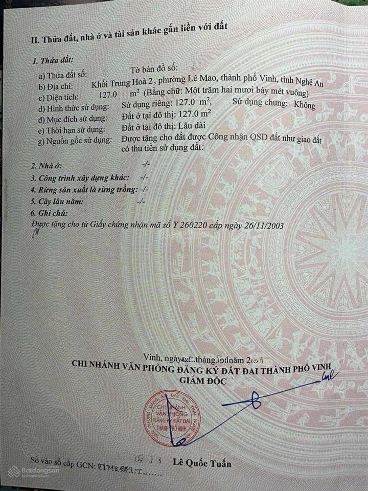 Bán đất sẵn nhà cấp 4 ngư hải tp vinh