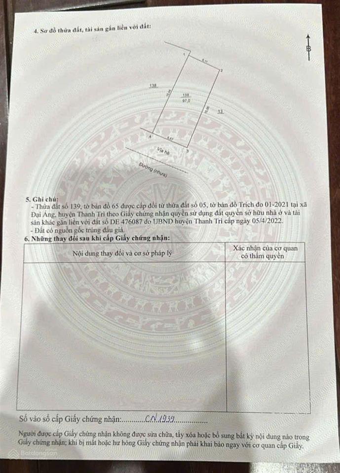 **bán lô đất đấu giá tại đại áng, thanh trì** **địa chỉ** khu đấu giá đại áng, thôn đại áng, x