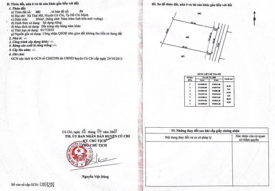 Bán đất mặt tiền đường nguyễn thị măng, thái mỹ, củ chi 2095m2 sổ sẵn. giá 3,5 tỷ