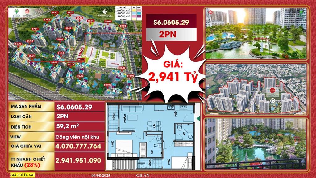 Căn hộ 2pn2wc 59,2m2 vin quận 9 view vườn nhật, 2 hồ bơi, hồ cá koi.. hạt dẻ 2,941 tỷ