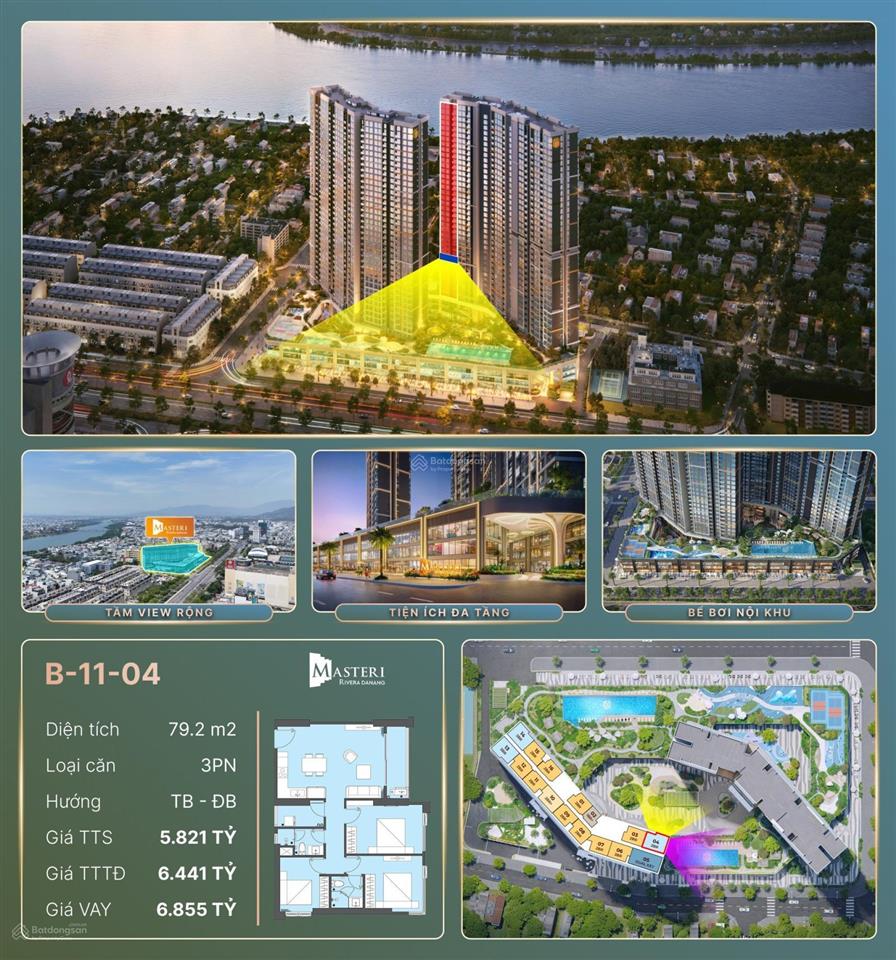 Sở hữu ngay 1 căn góc 3pn trục vip nhất tại masteri rivera đà nẵng