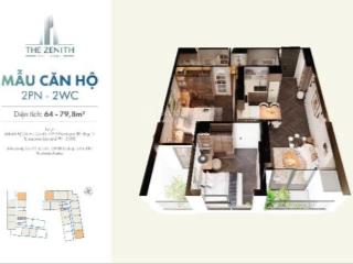 Bán căn hộ 2 ngủ 2 vệ sinh diện tích 66,2m2 tại the zenith hải phòng