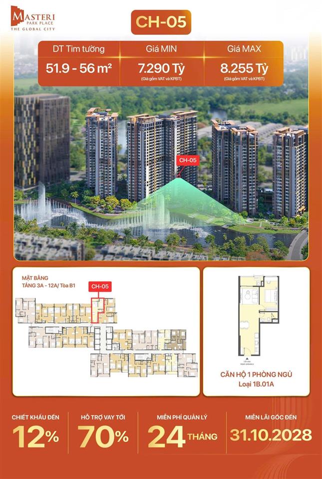 Siêu phẩm căn hộ ct5 dự án the global city, chiết khấu lên đến 20%.  trực tiếp cđt alo ngay