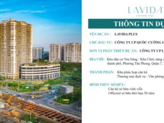 Những căn độc quyền lavida plus 2 mặt tiền nguyễn văn linh, chỉ cần 30% nhận nhà ngay