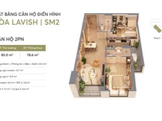 2pn, 78,6m2 quỹ căn độc quyền, vay ngân hàng 70% tới 27 tháng