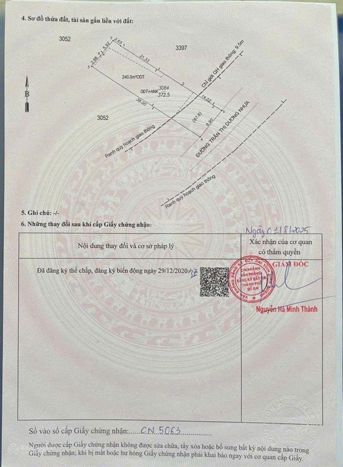 Bán xưởng mặt tiền đường trần thị dương kp đông chiêu tđh dĩ an tphcm. dt = 372.5m2 có 240m2