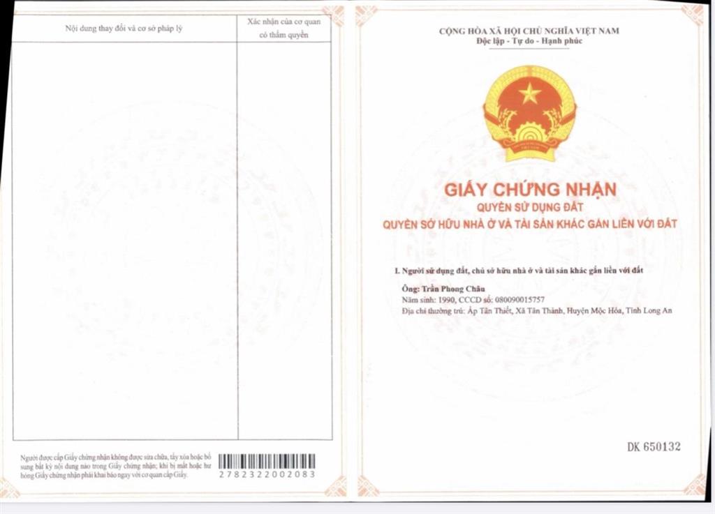 Anh chủ nhà cần bán miếng đất 2 mặt tiền. giá bao lên thổ