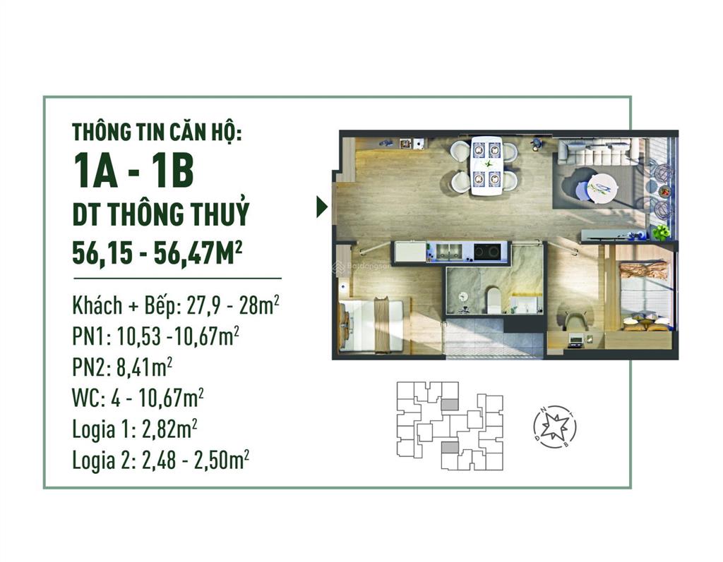 Căn 2n, giá tốt nhất thị trường, chiết khấu 7% và quà tặng khủng