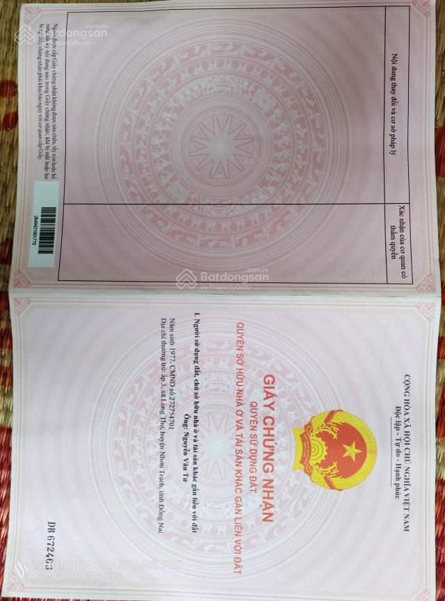 Bán đất hùng vương, long thọ, nhơn trạch, đồng nai, 7,8 triệu / m2, 1064 m2 chỉ với giá ưu đãi