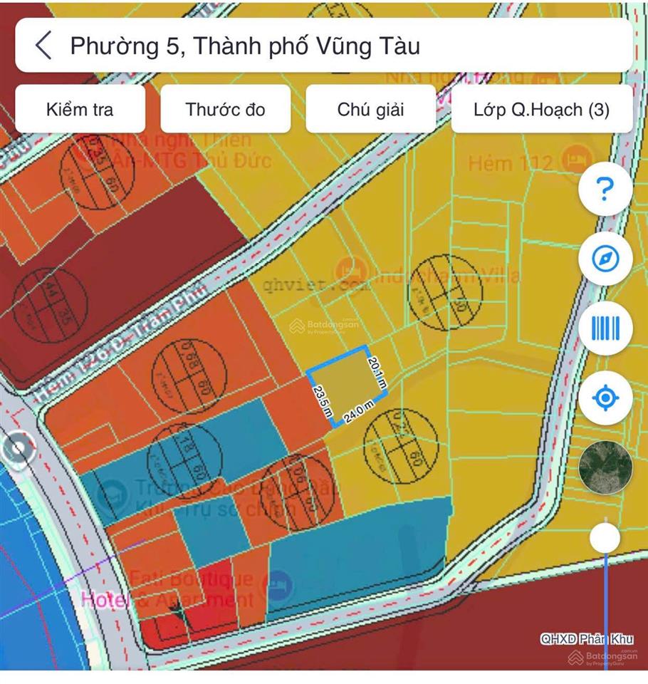 Bán lô đất hẻm đường trần phú mặt tiền 24m