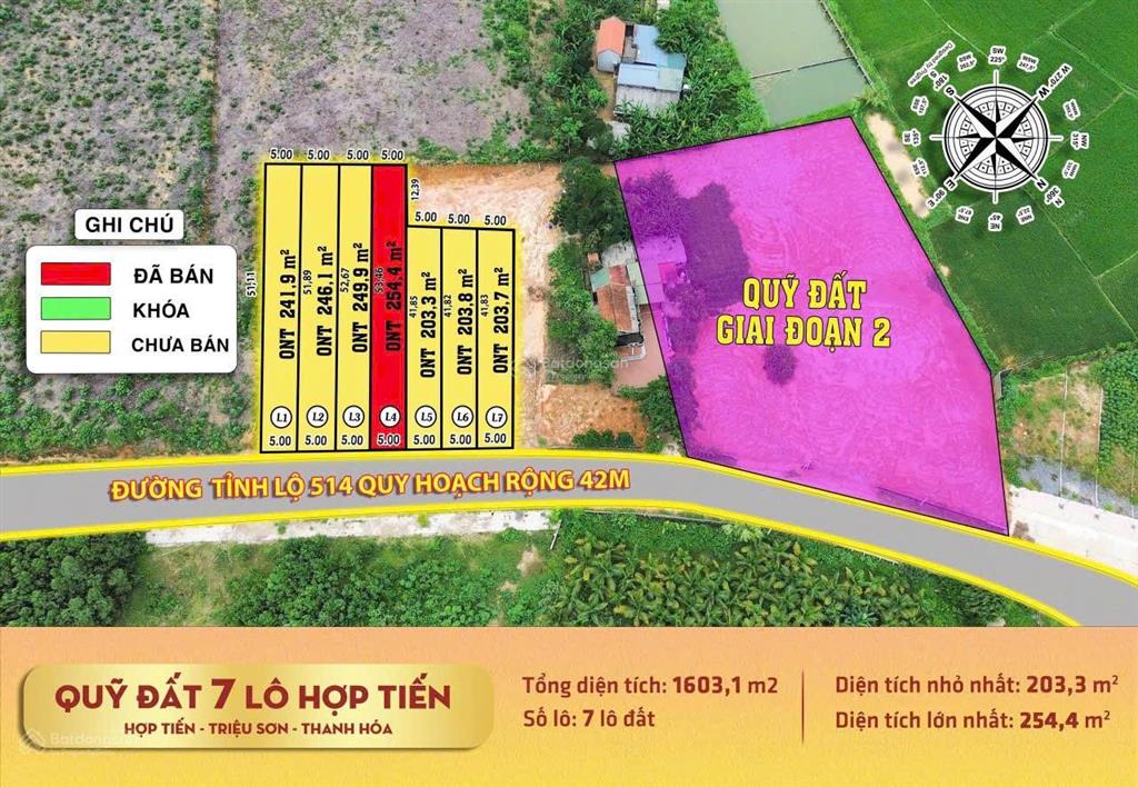 Bán đất nền full thổ cư tại xã hợp tiến, triệu sơn, thanh hóa. diện tích 203 254m2