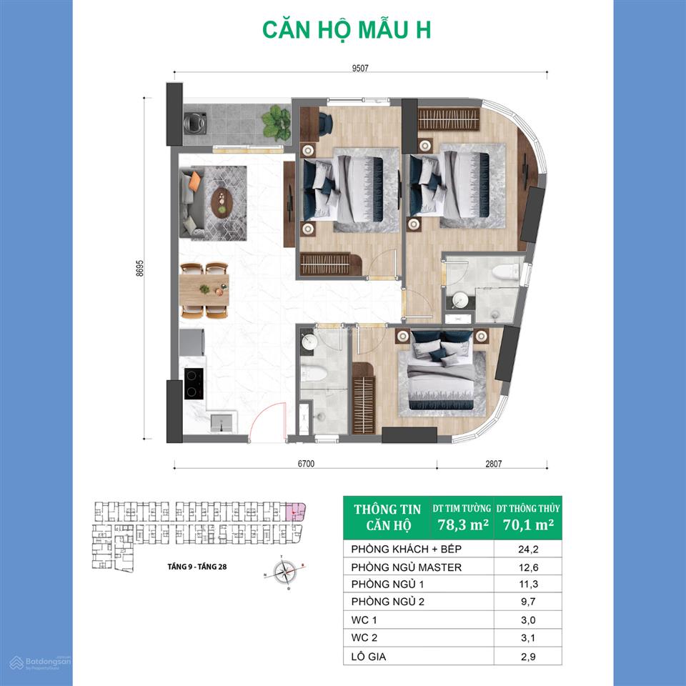 Bcons city green diamond  căn góc vip nhất 3pn  2wc 94m2 suất nội bộ tầng đẹp giá gốc cđt
