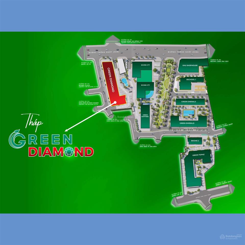 Bcons city green diamond  căn góc vip nhất 3pn  2wc 94m2 suất nội bộ tầng đẹp giá gốc cđt