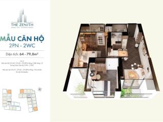 Bán căn 2 phòng ngủ 2 wc 66m2 tầng đẹp ban công đông nam chung cư the zenith kiến an hải phòng