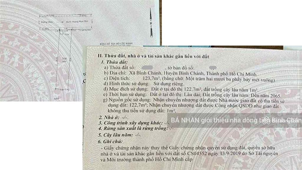 Giá rẻ so ở bình chánh chủ bán đất full thổ cư ngang 5m 122m2 hẻm ô tô 80m ra đường hoàng phan thái