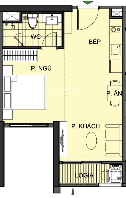 Bán căn studio có thể ngăn thành căn 1pn tòa zr1 the zurich. nhận nhà ở ngay, tầng 16 bc đông nam