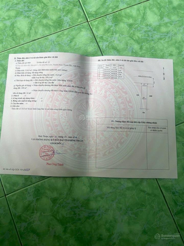 Bán đất tại từ văn tư, ma lâm, 2,4 tỷ, 228m2, mặt tiền 10m, pháp lý đầy đủ