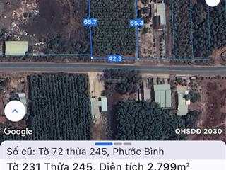 Bán gấp lô đất lớn 2799m2 giá 30tỷ789 triệu. xã phước bình huyện long thành tỉnh đồng nai. sổ riêng