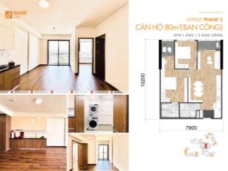 Cho thuê căn hộ 80m2  2pn+2wc  chưa ai ở mới 100%  akari city giai đoạn 2  miễn phí quản lý