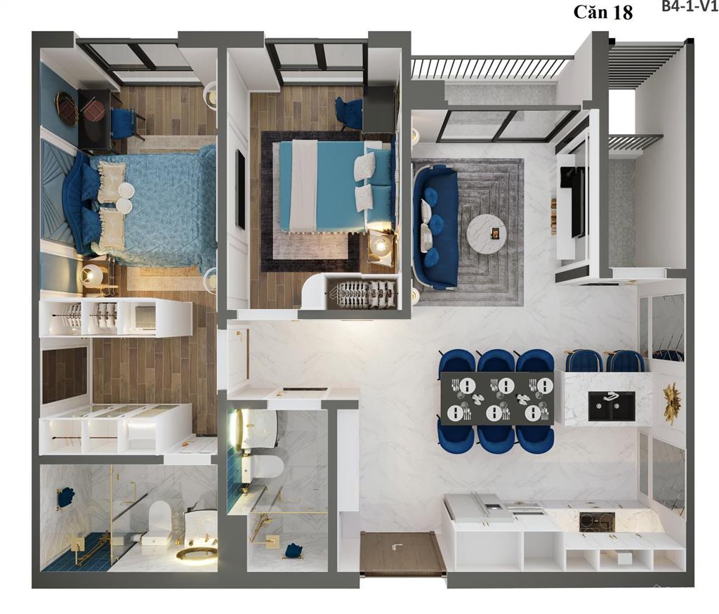Tiêu chuẩn sống singapore với 2,912tỷ căn hộ 2pn 2vs  71m2. tiện ích free tại sentosa trung tâm hp