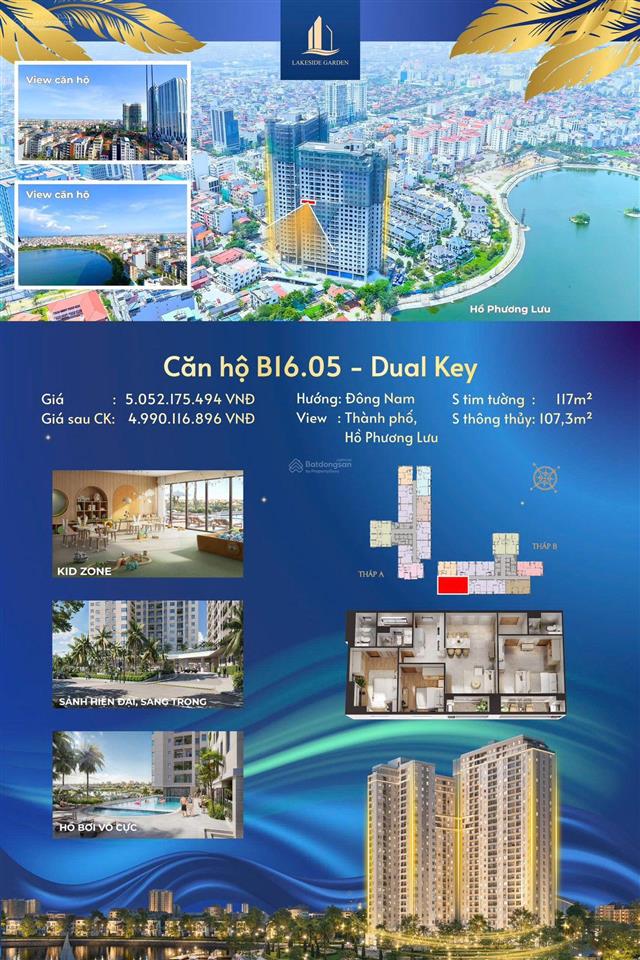 Siêu phẩm view "kép" độc bản dualkey bn.05  3pn  3vs  107,3m2 giá 4,779tỷ lakeside trung tâm hp