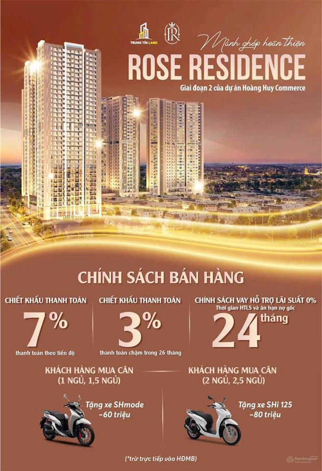 Bán hh rose view sông lạch tray 1,5pn  49,9 m2  giá 2,332 tỷ, ck 7% & tặng 15 chỉ vàng