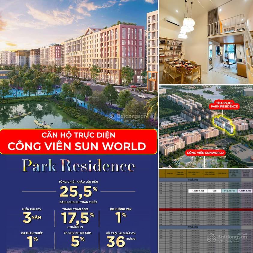 Chính thức mở bán căn hộ studio view công viên phân khu park residence, sun urban city
