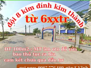 Bán gấp đất kim đính, 680 triệu, 100m2, mặt tiền 5m, đường vào 5m