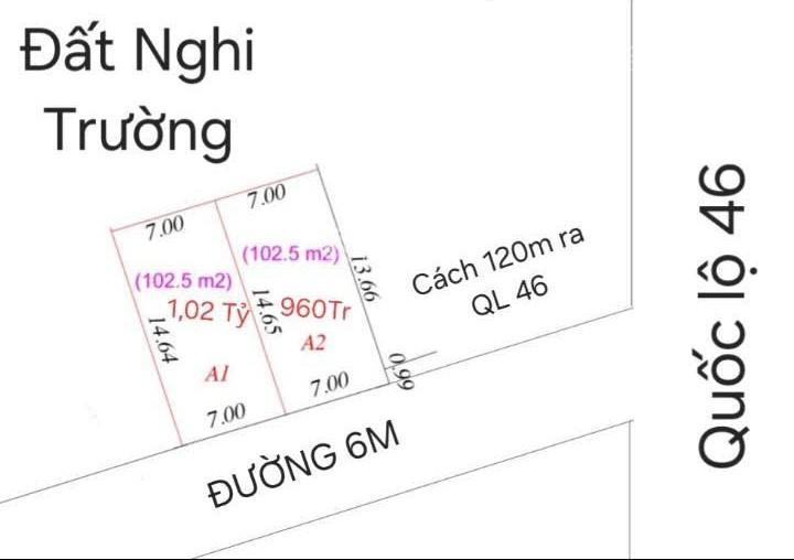 Chỉ 960tr có đất nghi trường cực đẹp mặt tiền rộng 7m diện tích 100m2 đường 2 xe tránh nhau