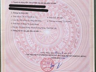 Bán đất tại xã dang kang, krông bông, đắk lắk, giá 1,3 tỷ, diện tích 897,6 m2